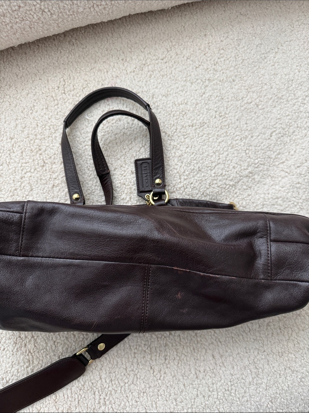 Coach Ashley Chocolate Brown Leather Shoulder Tote with Gold Hardware - Picture 14 of 15